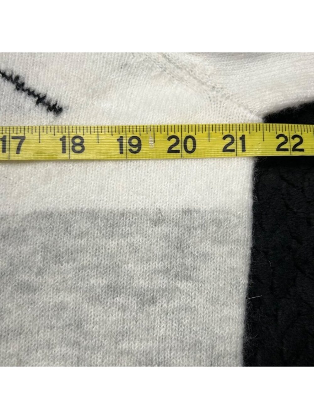Ski Pattern Turtleneck Sweater By CeCe Medium Blue & White Striped Wool Blend - Picture 6 of 13
